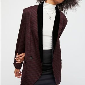 NWOT Free People Oversized plaid blazer size L
